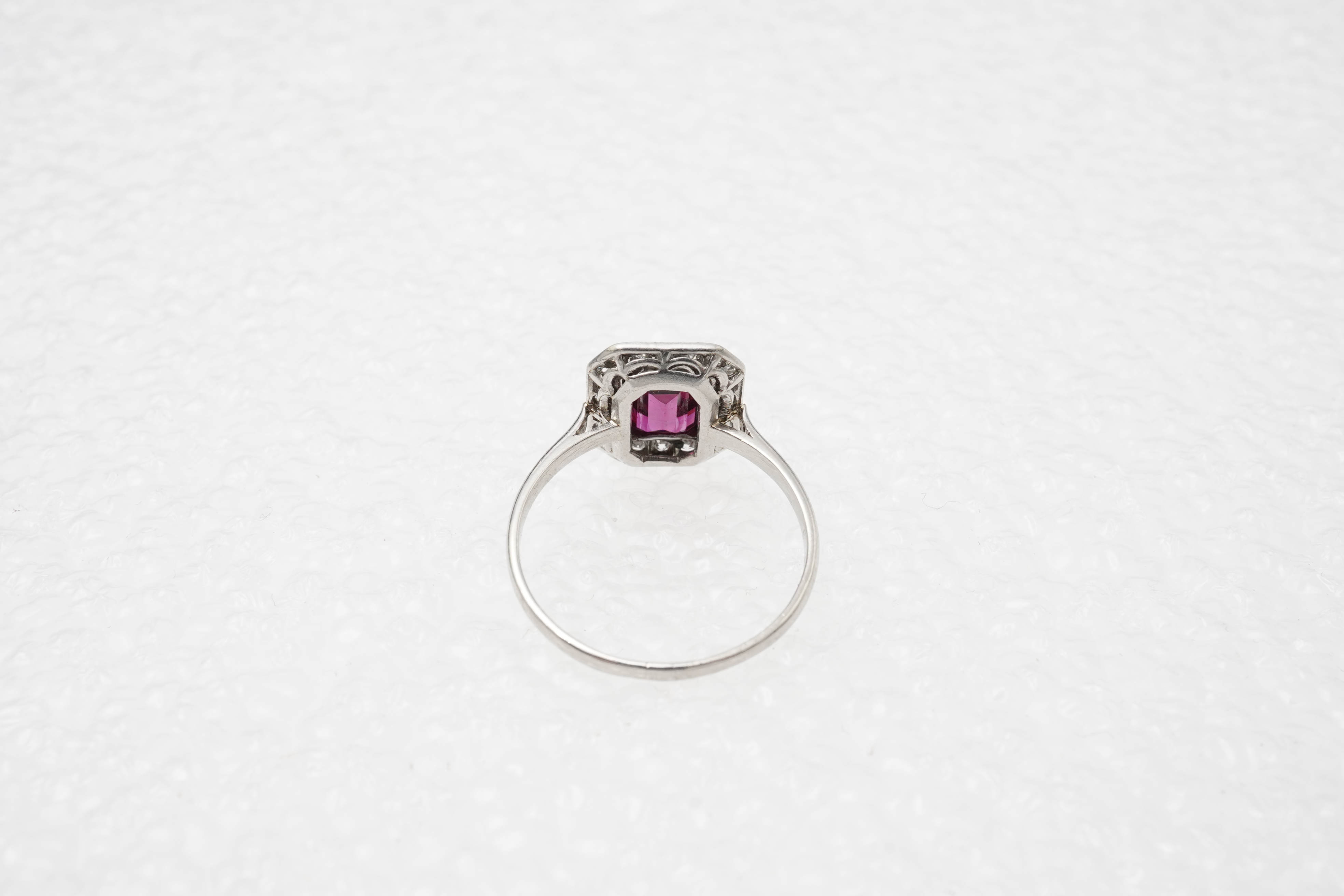 A synthetic ruby and diamond cluster ring, early 20th century
